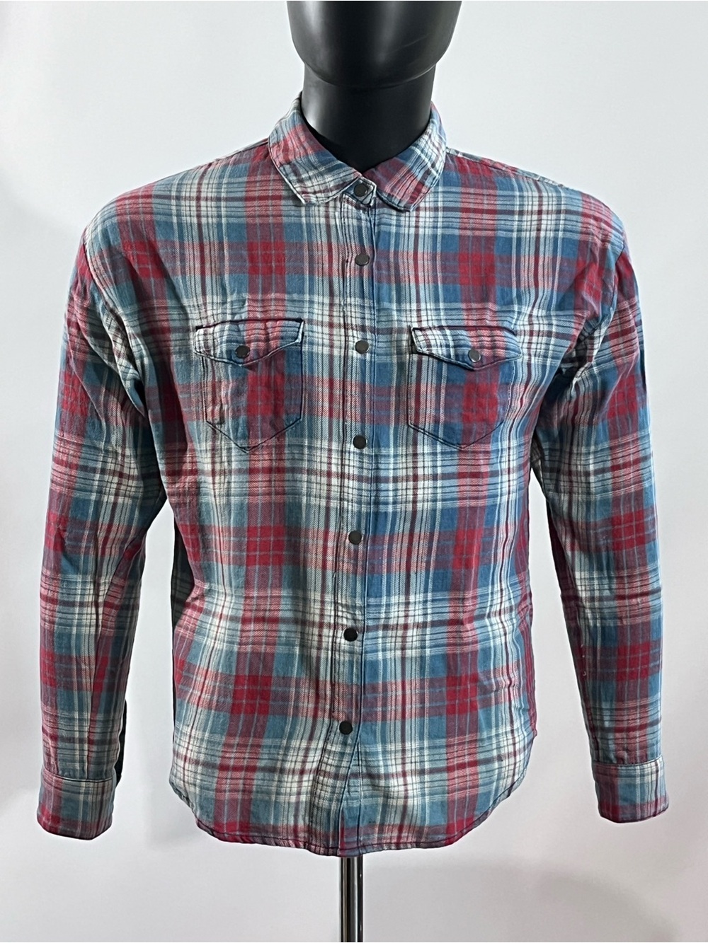 Joe's Jeans Red and Blue Plaid Button-Down Shirt Size M